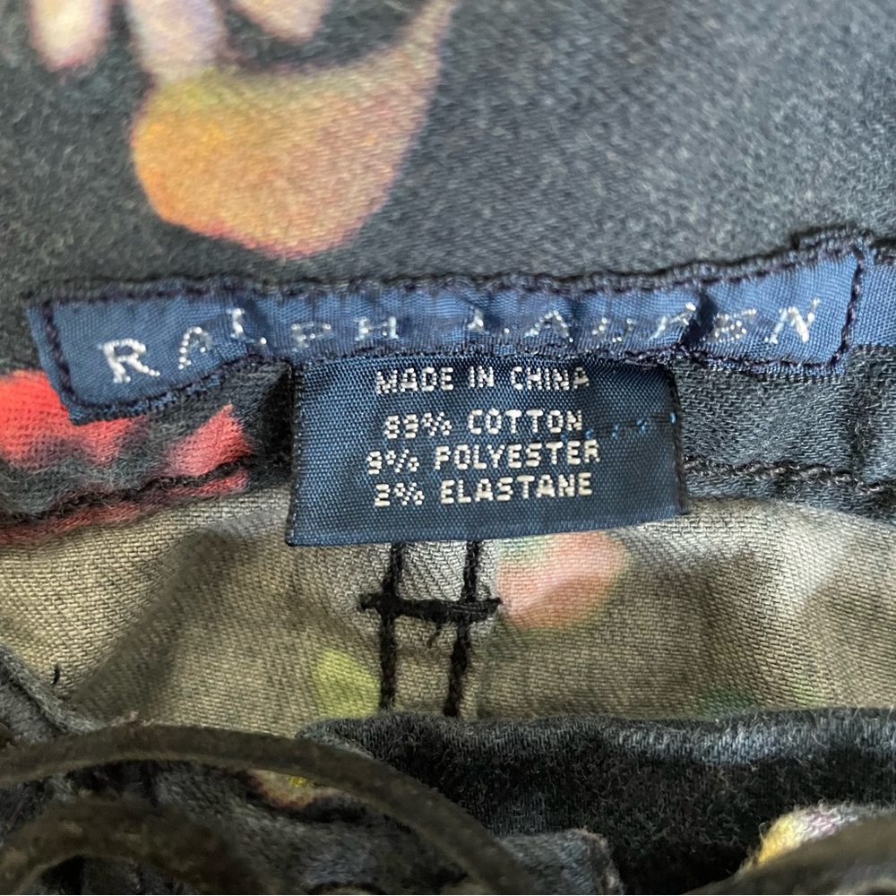 Ralph Lauren Low Cut Floral Jeans with Leather Criss Cross Tie Up sz 26 - Picture 3 of 9